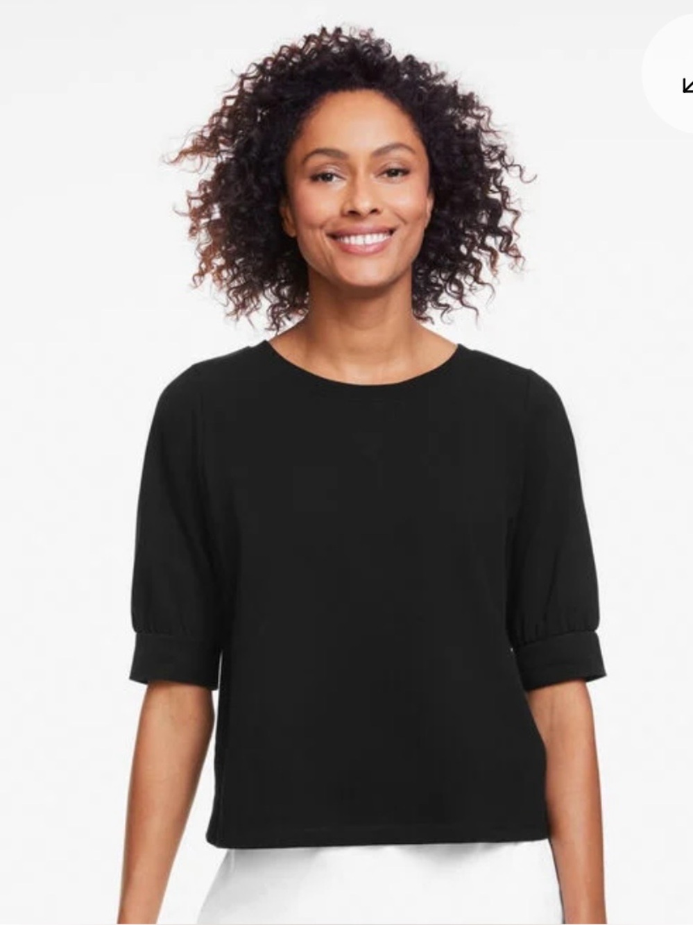 Talbots Black Short-Sleeve Sweatshirt Top